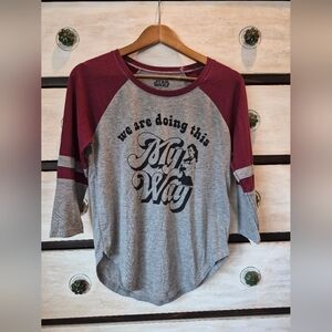 Star Wars Gray and Maroon Raglan Tee